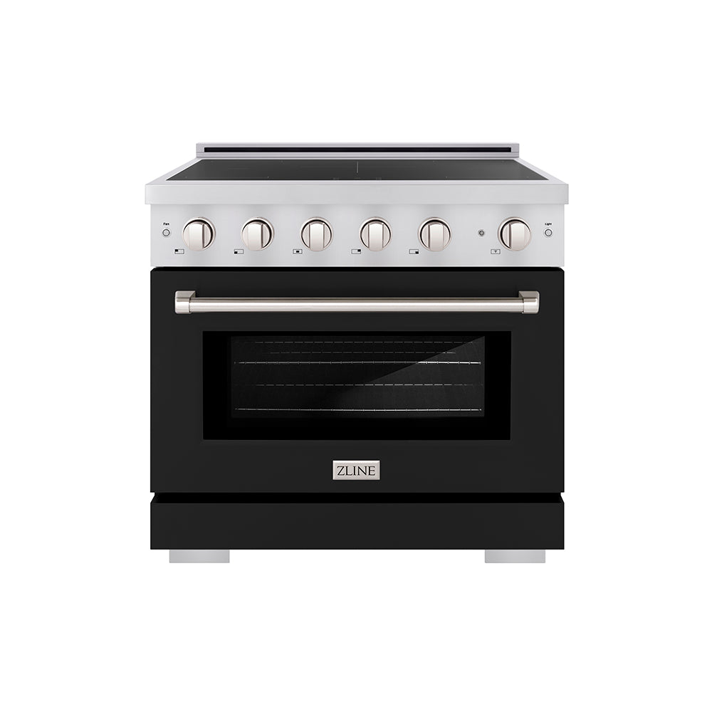 ZLINE 36 in. 5.2 cu. ft. Paramount Induction Range with 5 Element Cooktop and Electric Convection Oven in Satin Stainless Steel with White Matte Door (SINRS-WM-36)