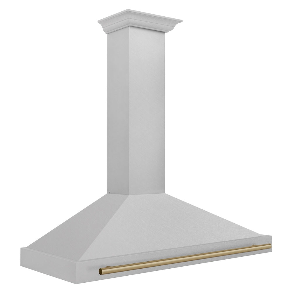 ZLINE Autograph Edition 48 in. Convertible Satin Stainless Steel Wall Mount Range Hood with Champagne Bronze Handle (KB4SNZ-48-CB)