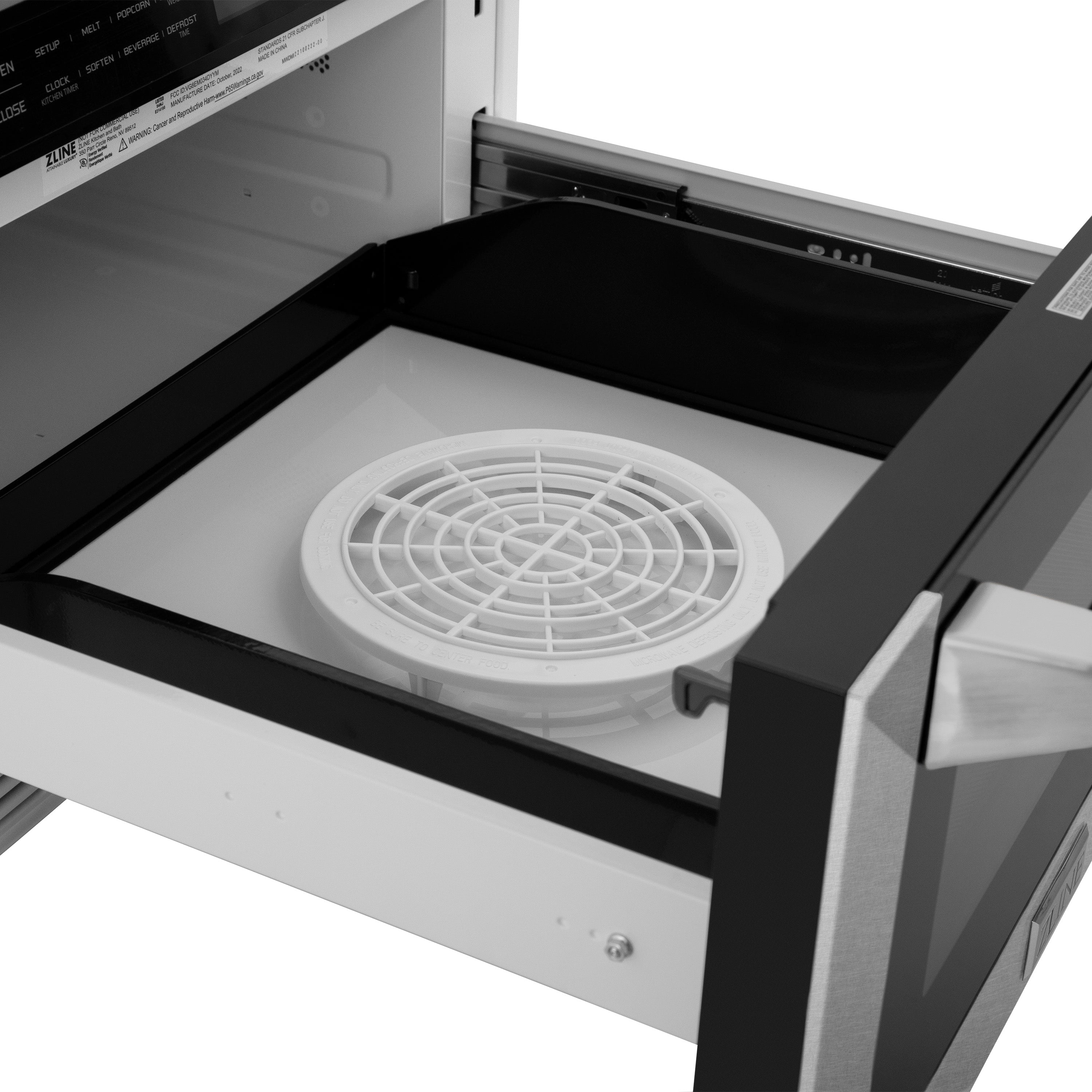 ZLINE Autograph Edition 24" 1.2 cu. ft. Built-in Microwave Drawer with a Traditional Handle in Fingerprint Resistant Stainless Steel and Champagne Bronze Accents