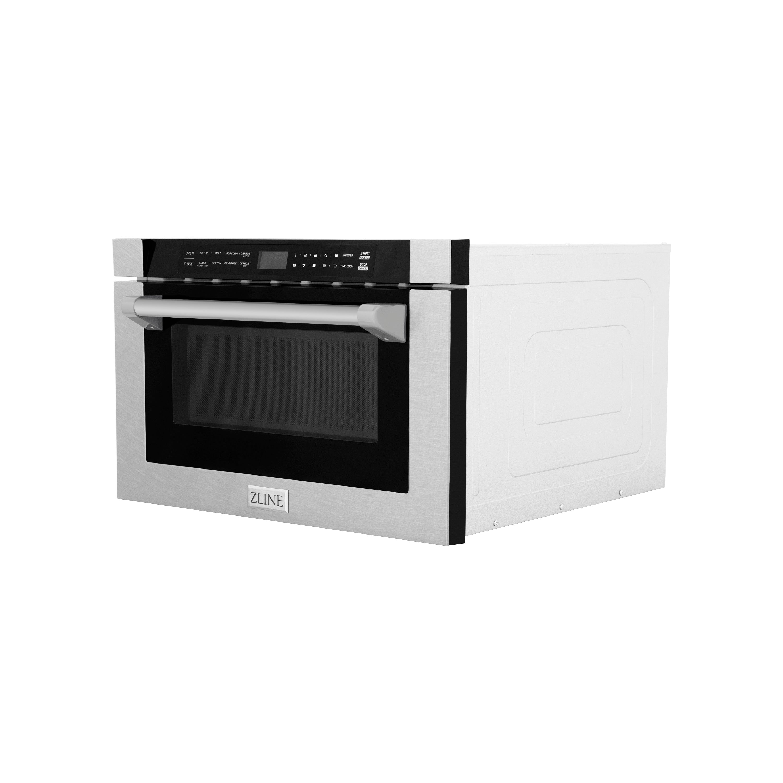 ZLINE Autograph Edition 24" 1.2 cu. ft. Built-in Microwave Drawer with a Traditional Handle in Fingerprint Resistant Stainless Steel and Champagne Bronze Accents