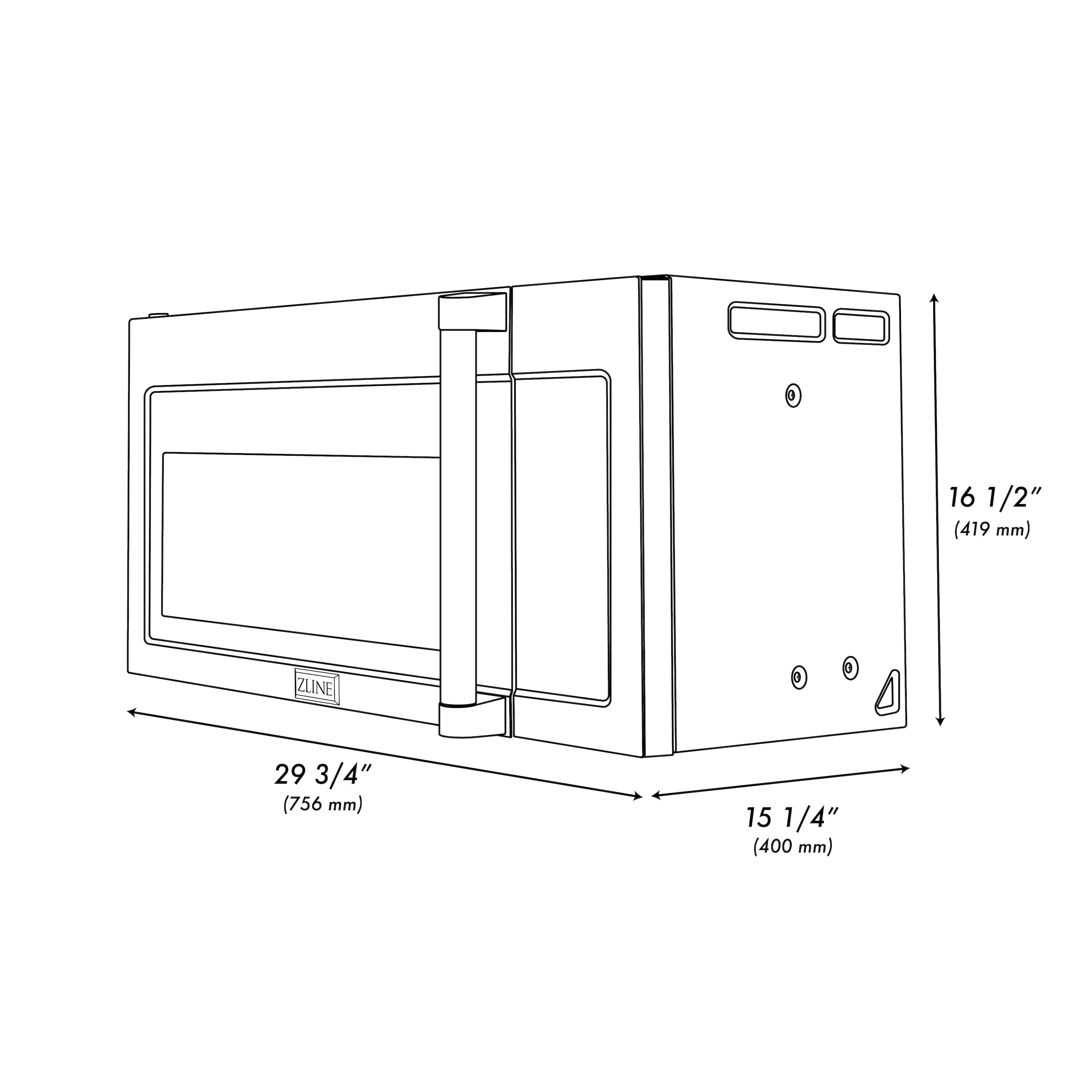 ZLINE 1.5 cu. 30ft. Over the Range Convection Microwave Oven in Fingerprint Resistant Stainless Steel with Traditional Handle and Sensor Cooking