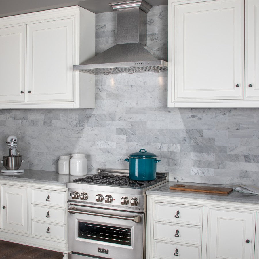 ZLINE 30 in. Designer Series Satin Stainless Steel Convertible Vent Wall Mount Range Hood (8KBS-30)