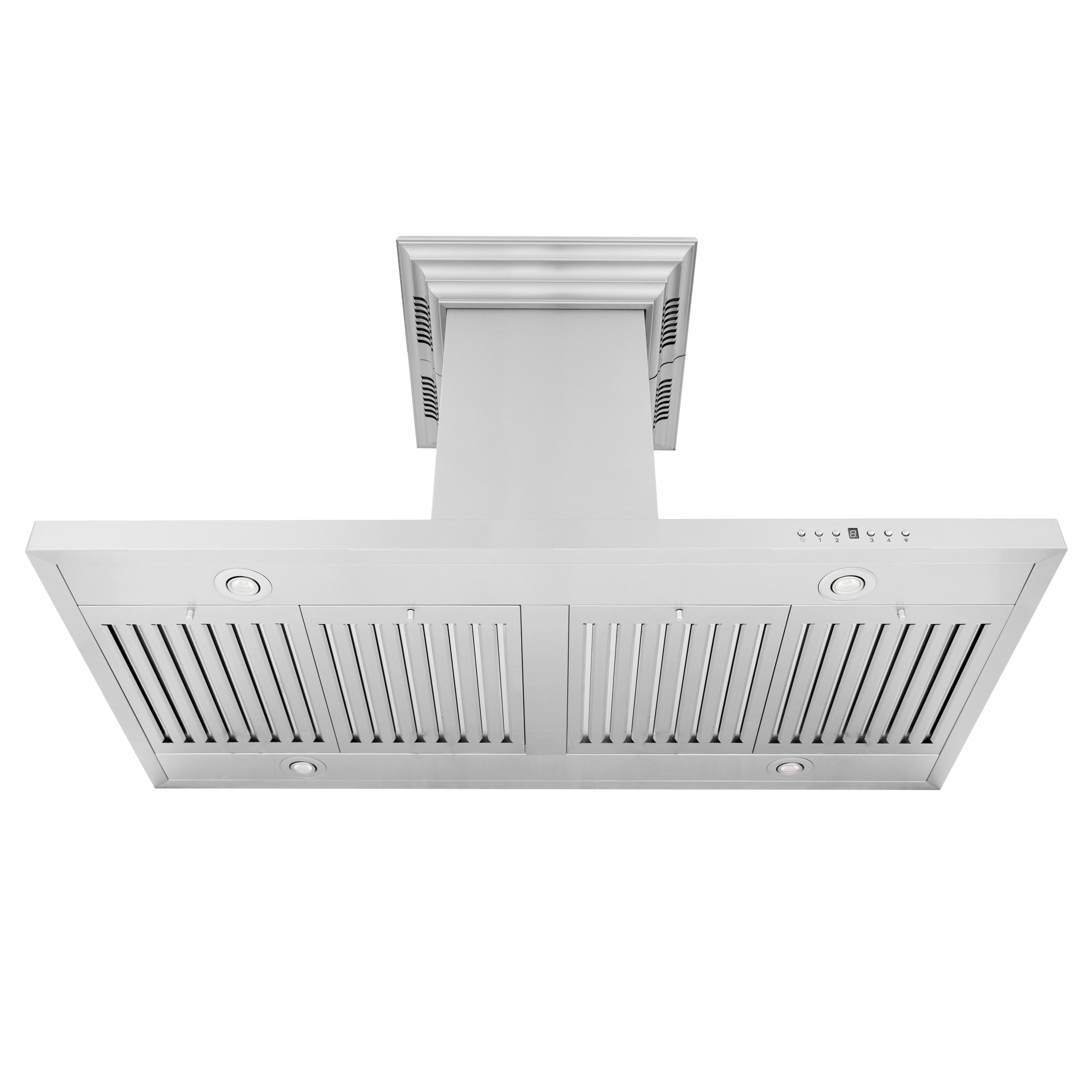 48" ZLINE CrownSoundâ¢Ducted Vent Island Mount Range Hood in Stainless Steel with Built-in Bluetooth Speakers (GL2iCRN-BT-48)