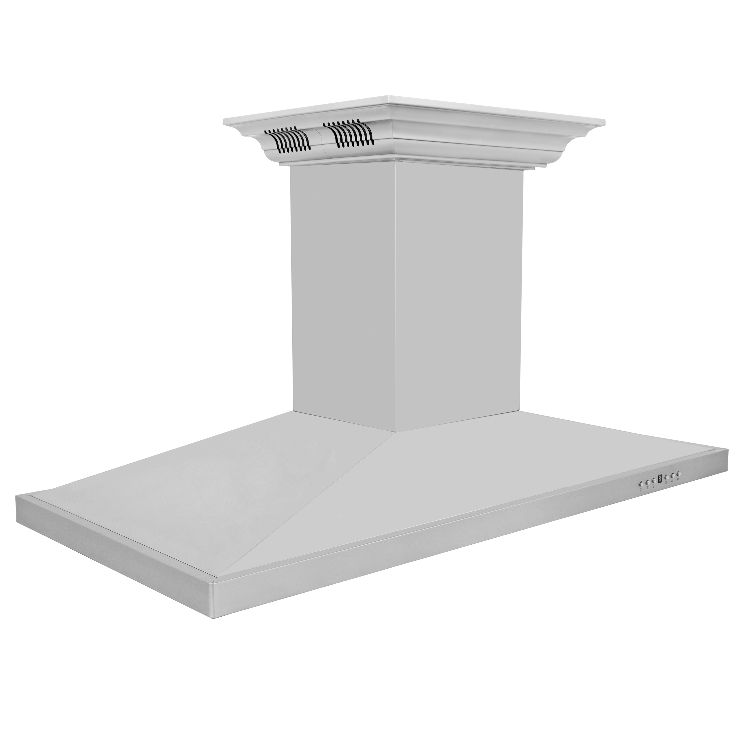 48" ZLINE CrownSoundâ¢Ducted Vent Island Mount Range Hood in Stainless Steel with Built-in Bluetooth Speakers (GL2iCRN-BT-48)