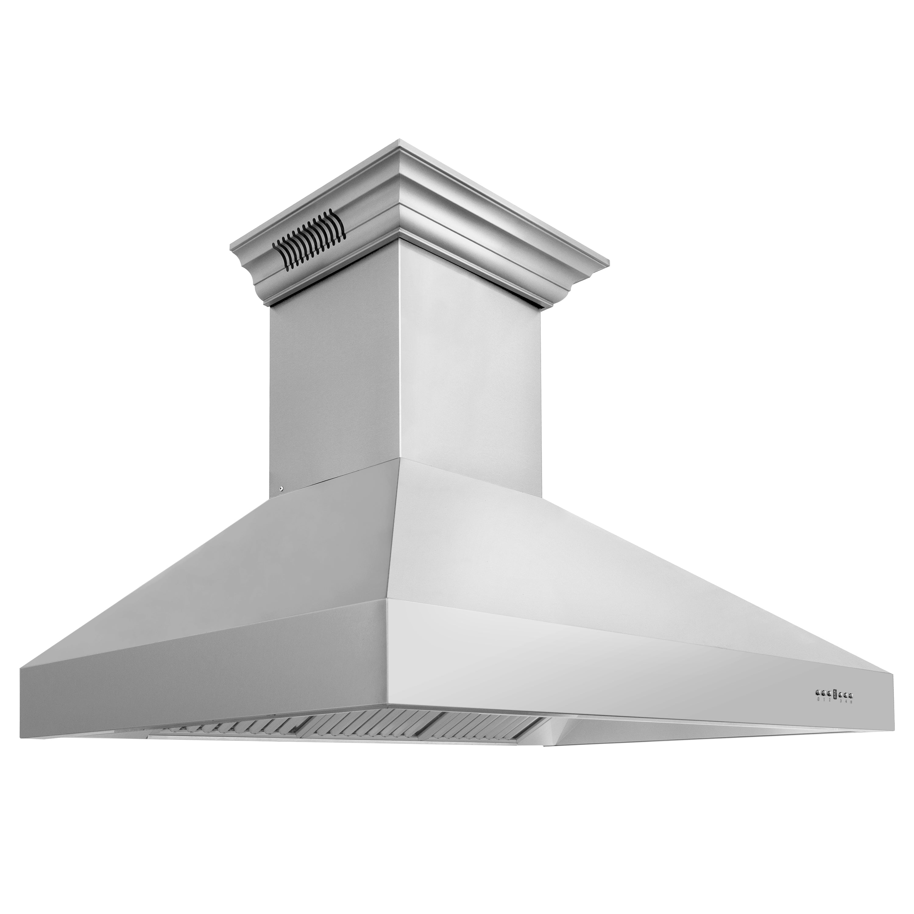 54" ZLINE CrownSoundâ¢Ducted Vent Professional Wall Mount Range Hood in Stainless Steel with Built-in Bluetooth Speakers (697CRN-BT-54)