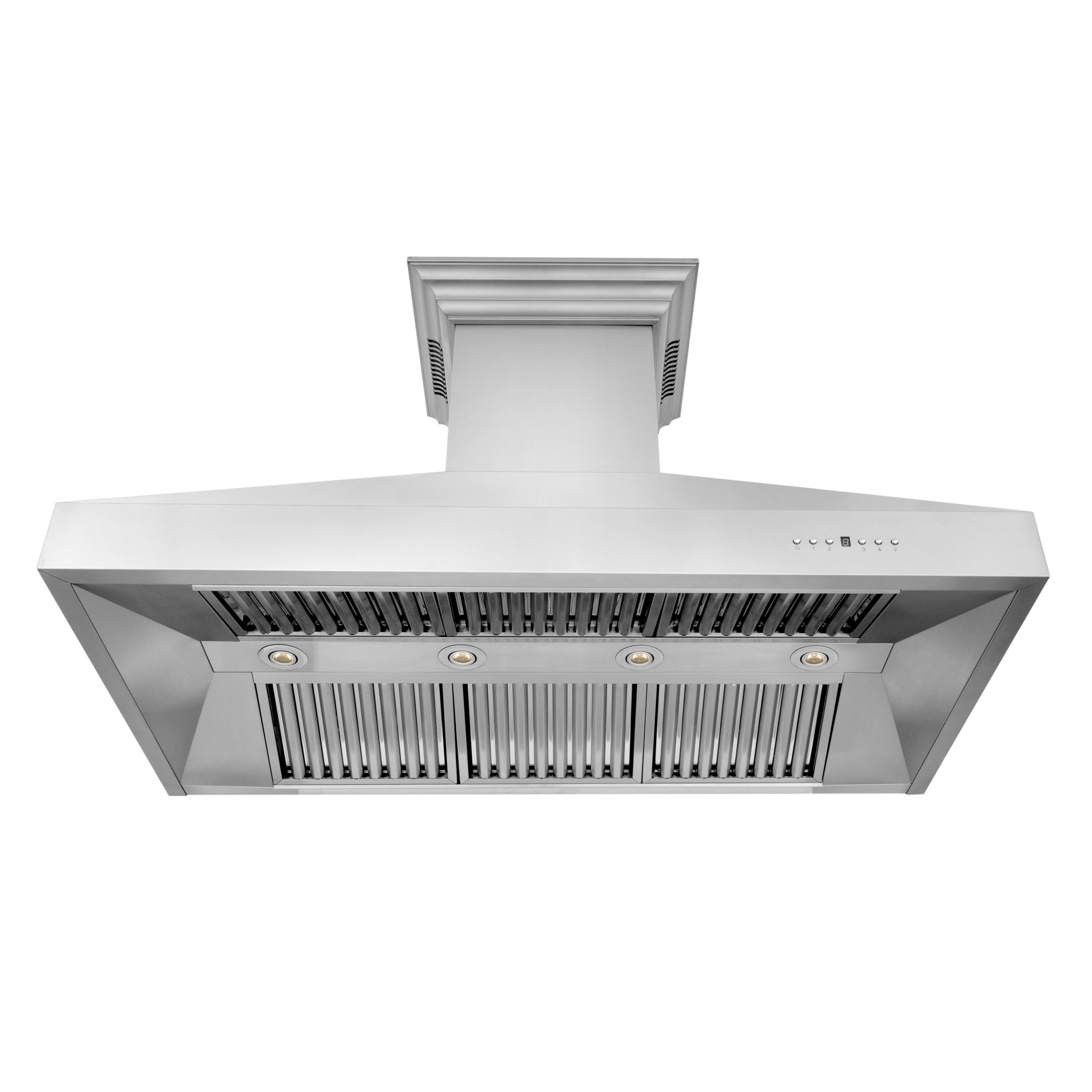 48" ZLINE CrownSoundâ¢Ducted Vent Wall Mount Range Hood in Stainless Steel with Built-in Bluetooth Speakers (667CRN-BT-48)