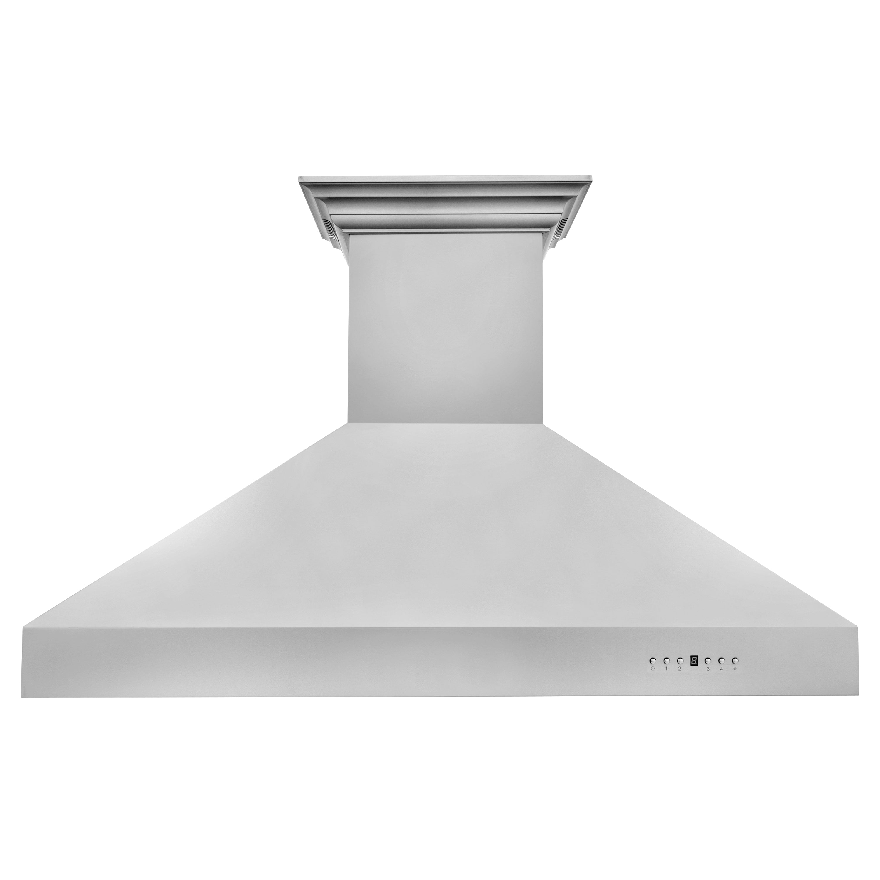 48" ZLINE CrownSoundâ¢Ducted Vent Wall Mount Range Hood in Stainless Steel with Built-in Bluetooth Speakers (667CRN-BT-48)