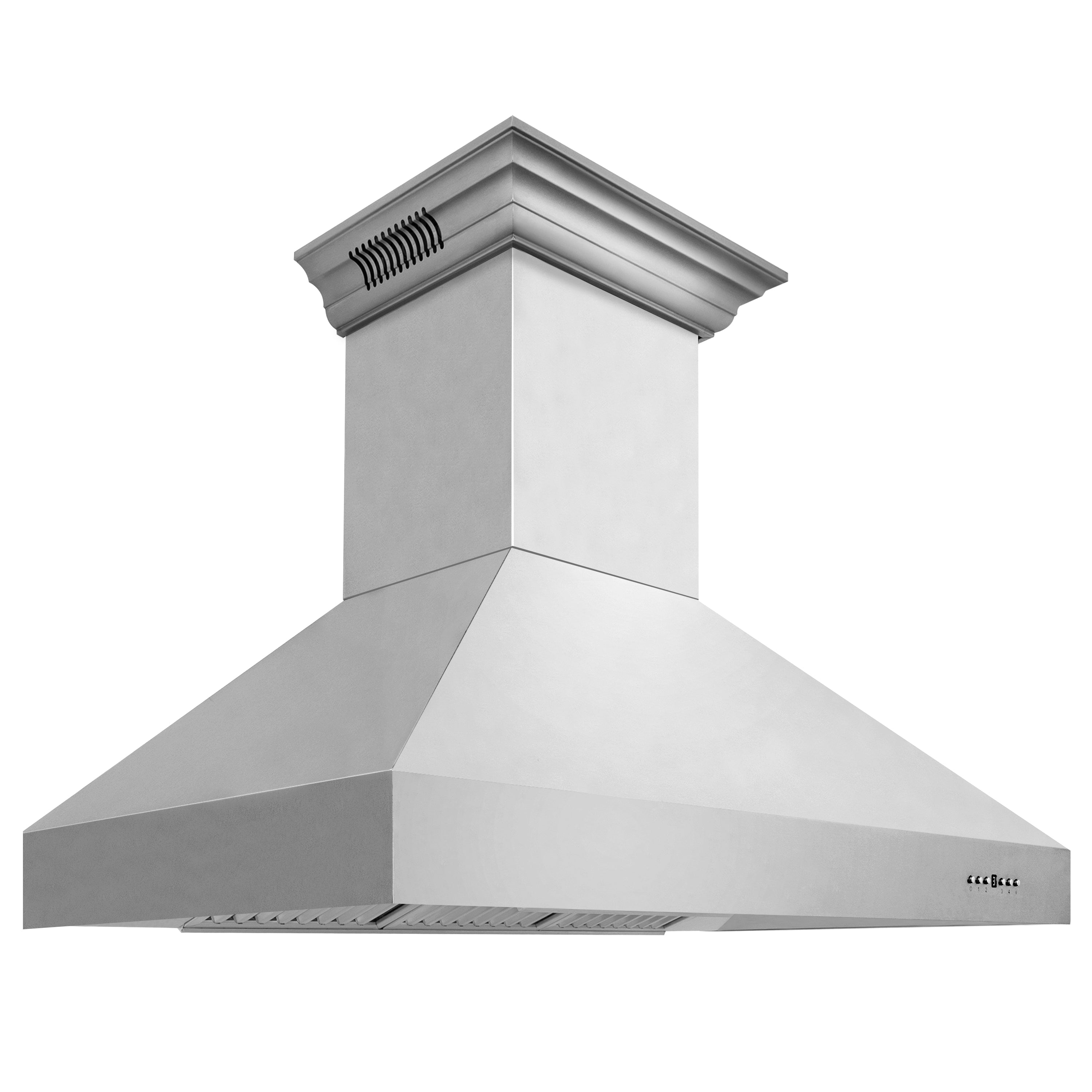 48" ZLINE CrownSoundâ¢Ducted Vent Wall Mount Range Hood in Stainless Steel with Built-in Bluetooth Speakers (667CRN-BT-48)