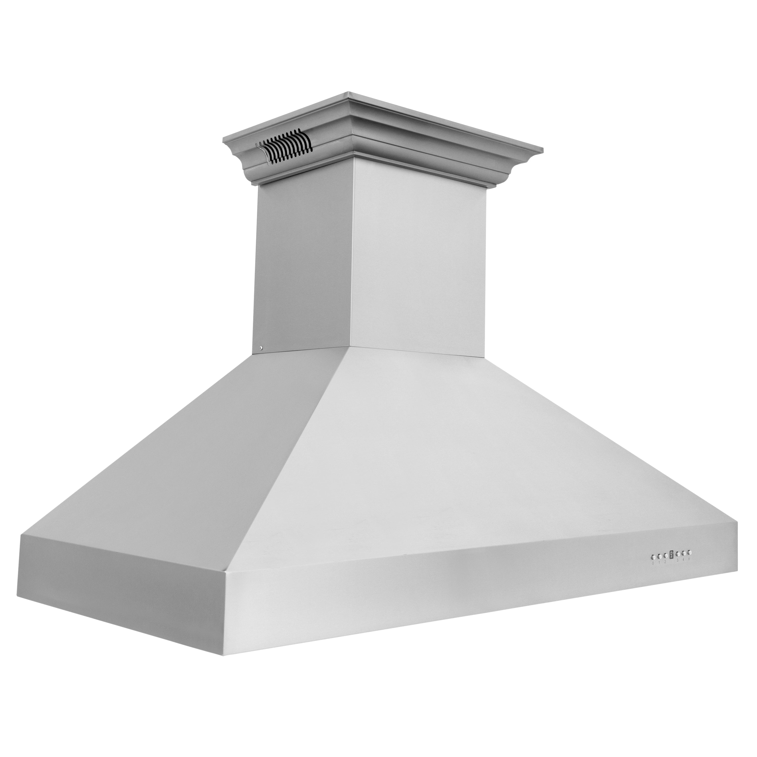 48" ZLINE CrownSoundâ¢Ducted Vent Wall Mount Range Hood in Stainless Steel with Built-in Bluetooth Speakers (667CRN-BT-48)
