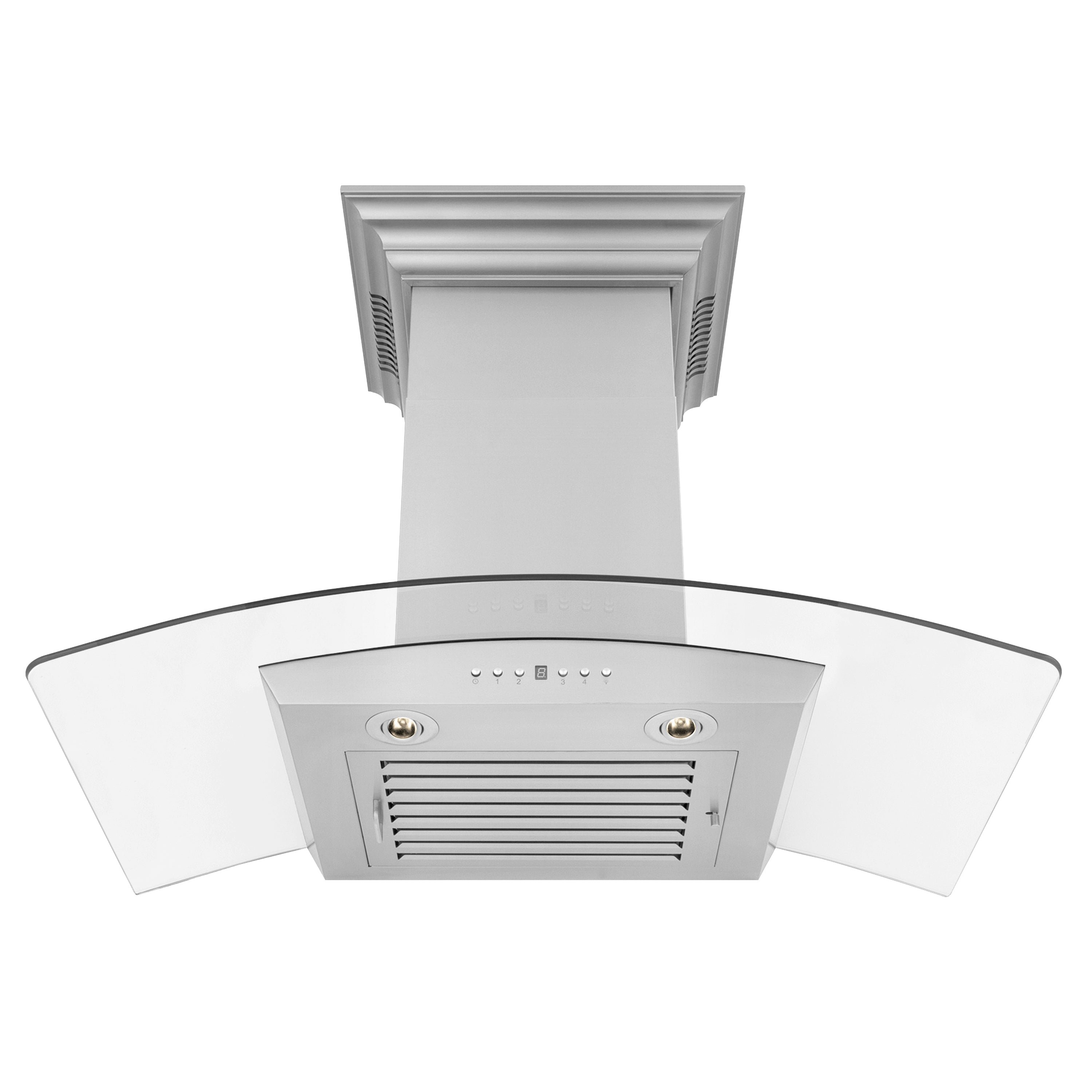 36" ZLINE CrownSoundâ¢Ducted Vent Wall Mount Range Hood in Stainless Steel with Built-in Bluetooth Speakers (KZCRN-BT-36)