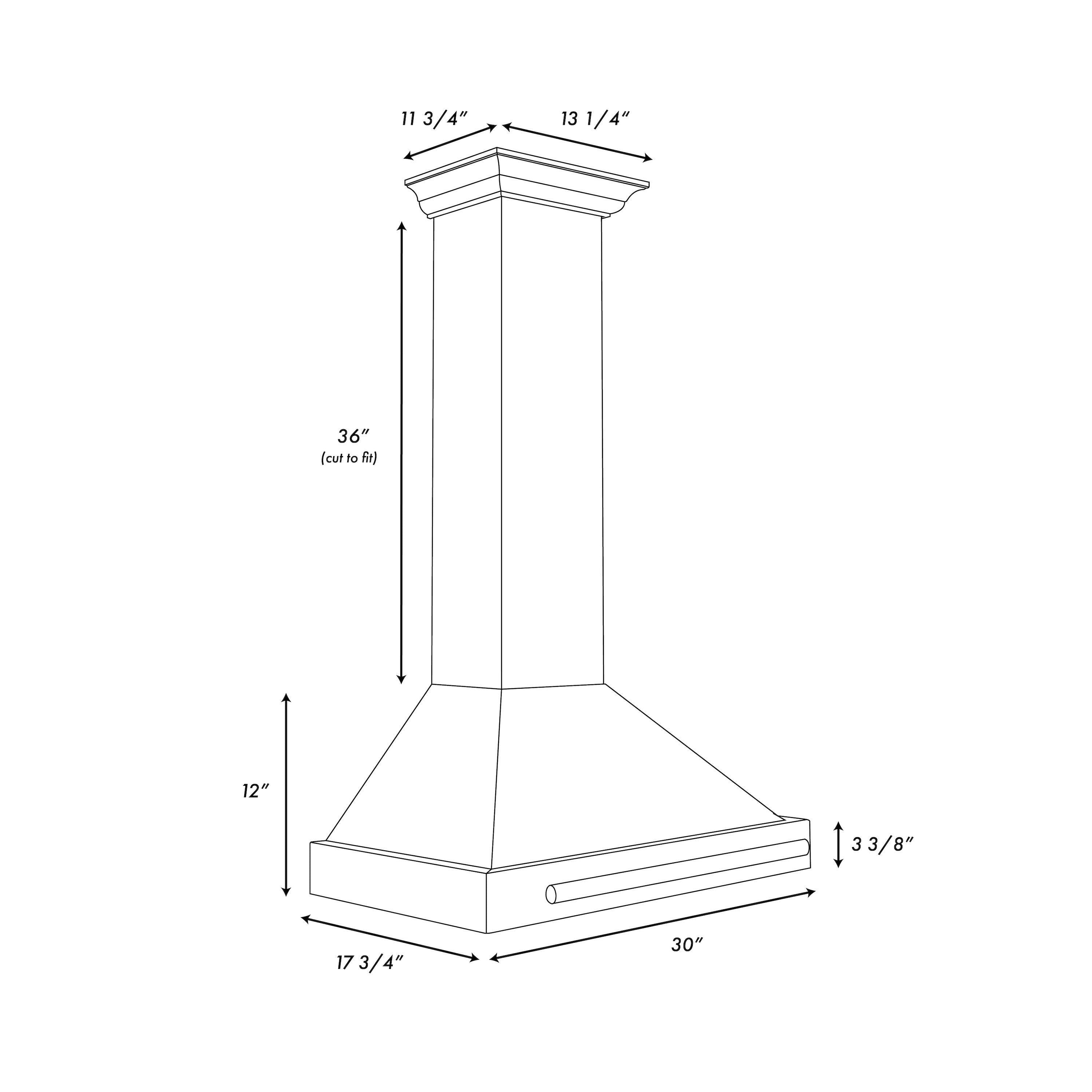 ZLINE 30 in. Convertible Black Stainless Steel Wall Mount Range Hood With Black Stainless Steel Handle (BSKB4X-30)