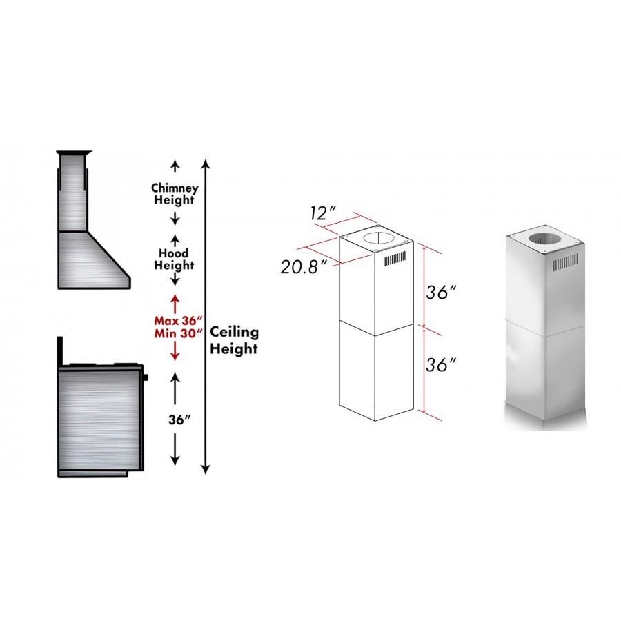 Z-line Range Hood Accessories model 2PCEXT-597i-304