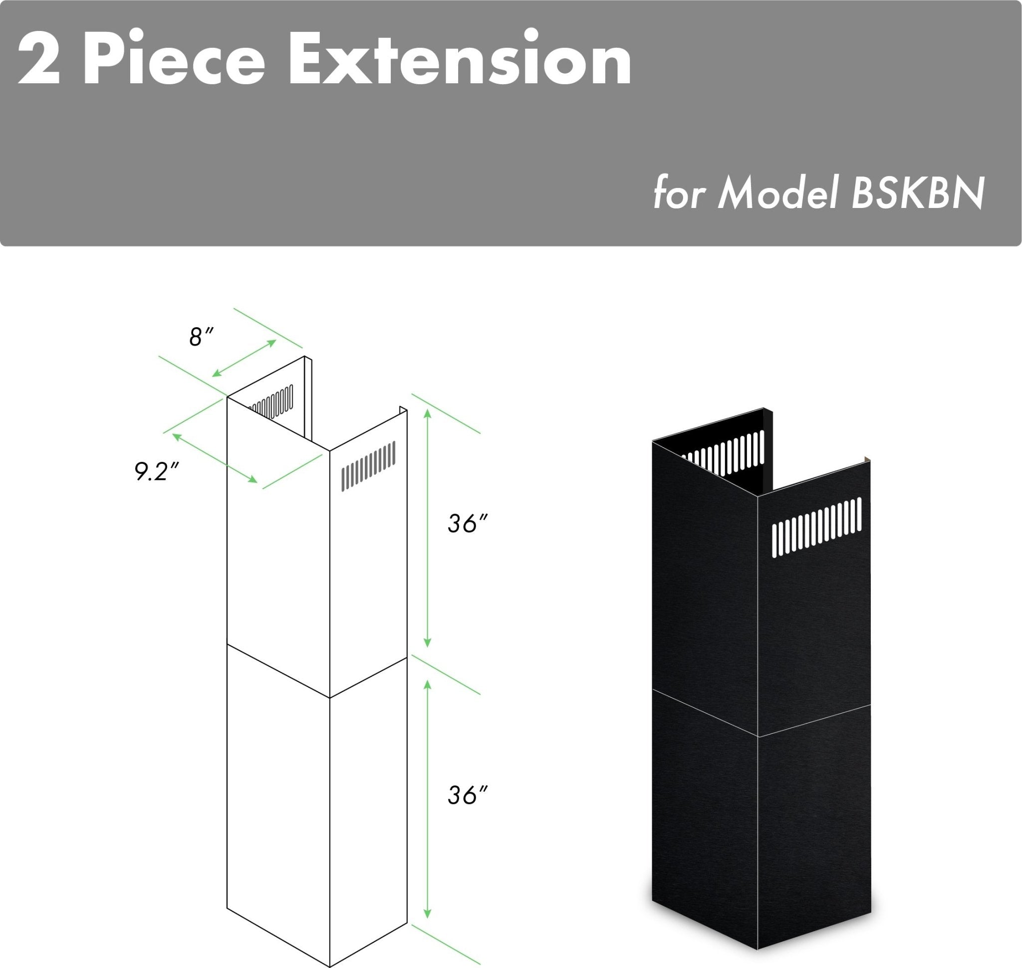 Z-line Range Hood Accessories model 2PCEXT-BSKBN