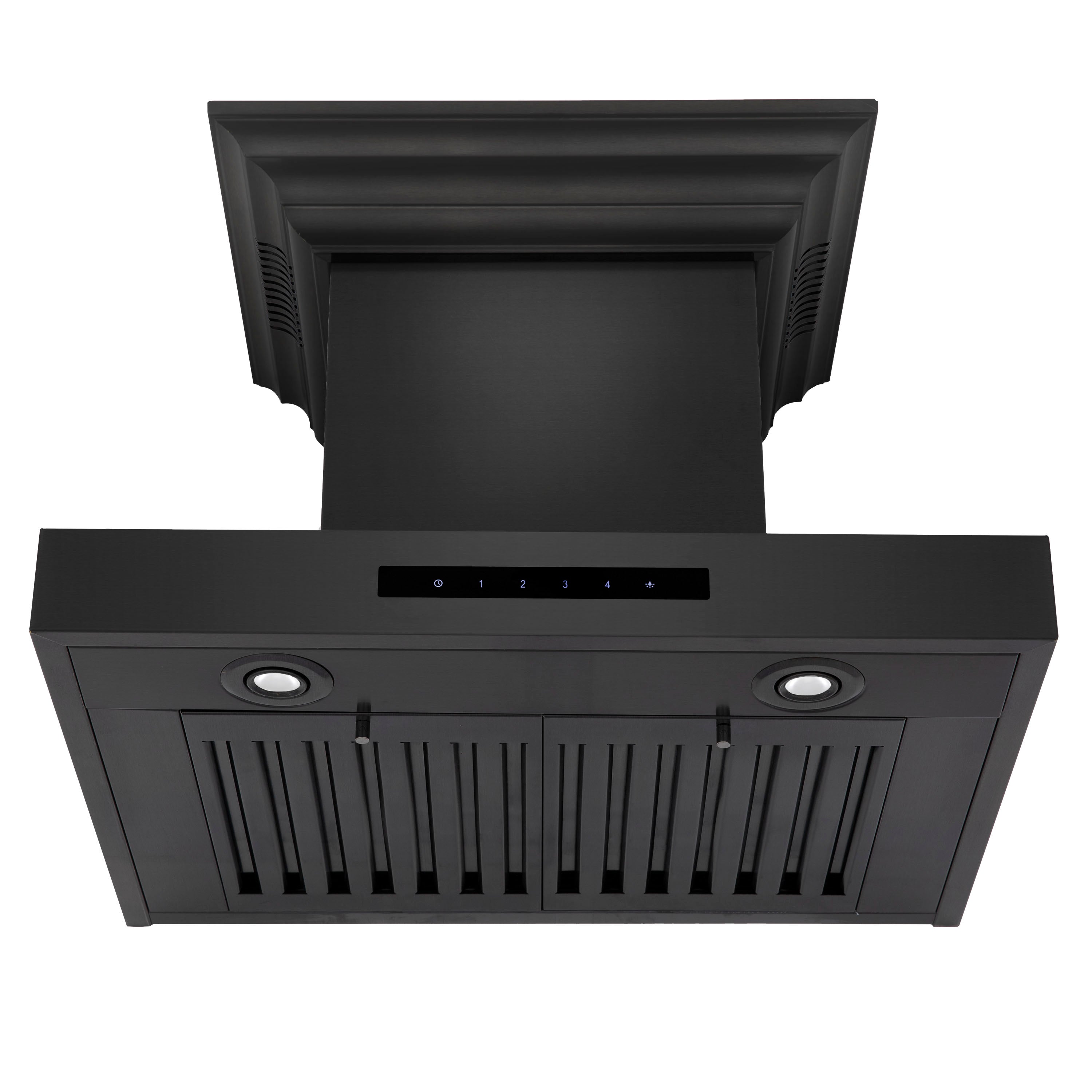 24" ZLINE CrownSoundâ¢Ducted Vent Wall Mount Range Hood in Black Stainless Steel with Built-in Bluetooth Speakers (BSKENCRN-BT-24)